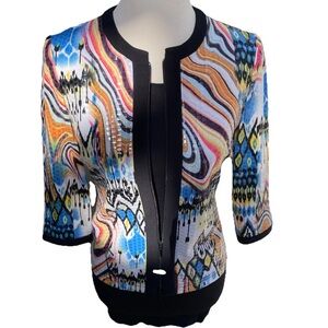 Joseph Ribkoff Multicolor Swirl Jacket Double Zip Size 4
